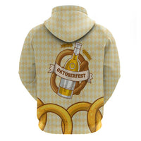 Oktoberfest Zip Hoodie with Beer Bottle and Pretzel Illustration Beige Diamond - Wonder Print Shop