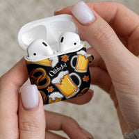 Oktoberfest AirPods Case with Beer Mug and Pretzel Illustration Black Festive - Wonder Print Shop