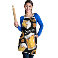 Oktoberfest Apron with Beer Mug and Pretzel Illustration Black Festive - Wonder Print Shop