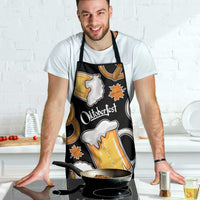 Oktoberfest Apron with Beer Mug and Pretzel Illustration Black Festive - Wonder Print Shop