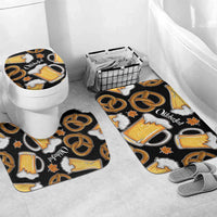 Oktoberfest Bathroom Set with Beer Mug and Pretzel Illustration Black Festive - Wonder Print Shop