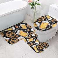 Oktoberfest Bathroom Set with Beer Mug and Pretzel Illustration Black Festive - Wonder Print Shop
