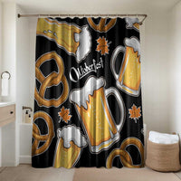 Oktoberfest Bathroom Set with Beer Mug and Pretzel Illustration Black Festive - Wonder Print Shop
