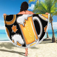 Oktoberfest Beach Blanket with Beer Mug and Pretzel Illustration Black Festive - Wonder Print Shop