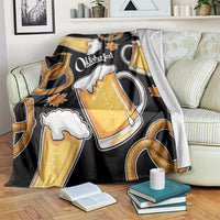 Oktoberfest Blanket with Beer Mug and Pretzel Illustration Black Festive - Wonder Print Shop