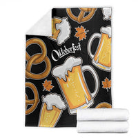 Oktoberfest Blanket with Beer Mug and Pretzel Illustration Black Festive - Wonder Print Shop