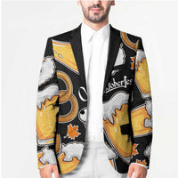 Oktoberfest Blazer with Beer Mug and Pretzel Illustration Black Festive - Wonder Print Shop