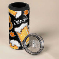 Oktoberfest 4 in 1 Can Cooler Tumbler with Beer Mug and Pretzel Illustration Black Festive - Wonder Print Shop