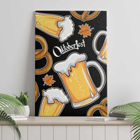 Oktoberfest Canvas Wall Art with Beer Mug and Pretzel Illustration Black Festive - Wonder Print Shop