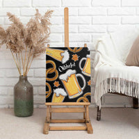 Oktoberfest Canvas Wall Art with Beer Mug and Pretzel Illustration Black Festive - Wonder Print Shop