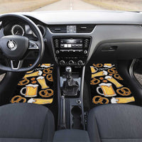 Oktoberfest Car Mats with Beer Mug and Pretzel Illustration Black Festive - Wonder Print Shop