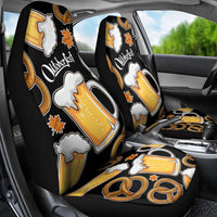 Oktoberfest Car Seat Cover with Beer Mug and Pretzel Illustration Black Festive - Wonder Print Shop