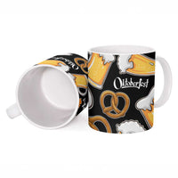 Oktoberfest Ceramic Mug with Beer Mug and Pretzel Illustration Black Festive - Wonder Print Shop