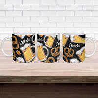 Oktoberfest Ceramic Mug with Beer Mug and Pretzel Illustration Black Festive - Wonder Print Shop