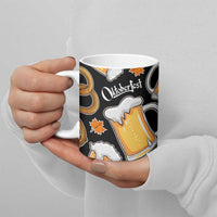Oktoberfest Ceramic Mug with Beer Mug and Pretzel Illustration Black Festive - Wonder Print Shop