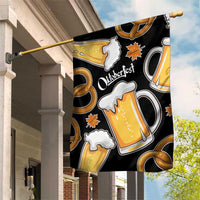 Oktoberfest Garden Flag with Beer Mug and Pretzel Illustration Black Festive - Wonder Print Shop