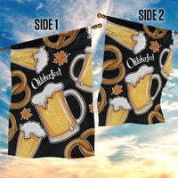 Oktoberfest Garden Flag with Beer Mug and Pretzel Illustration Black Festive - Wonder Print Shop