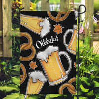 Oktoberfest Garden Flag with Beer Mug and Pretzel Illustration Black Festive - Wonder Print Shop