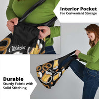 Oktoberfest Grocery Bag with Beer Mug and Pretzel Illustration Black Festive - Wonder Print Shop