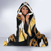 Oktoberfest Hooded Blanket with Beer Mug and Pretzel Illustration Black Festive - Wonder Print Shop