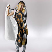 Oktoberfest Hooded Blanket with Beer Mug and Pretzel Illustration Black Festive - Wonder Print Shop