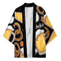 Oktoberfest Kimono with Beer Mug and Pretzel Illustration Black Festive - Wonder Print Shop