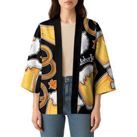 Oktoberfest Kimono with Beer Mug and Pretzel Illustration Black Festive - Wonder Print Shop