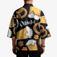 Oktoberfest Kimono with Beer Mug and Pretzel Illustration Black Festive - Wonder Print Shop