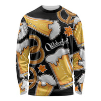 Oktoberfest Long Sleeve Shirt with Beer Mug and Pretzel Illustration Black Festive - Wonder Print Shop