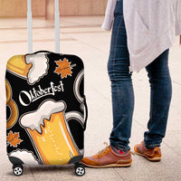 Oktoberfest Luggage Cover with Beer Mug and Pretzel Illustration Black Festive - Wonder Print Shop