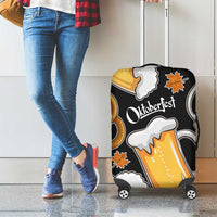 Oktoberfest Luggage Cover with Beer Mug and Pretzel Illustration Black Festive - Wonder Print Shop