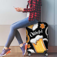 Oktoberfest Luggage Cover with Beer Mug and Pretzel Illustration Black Festive - Wonder Print Shop