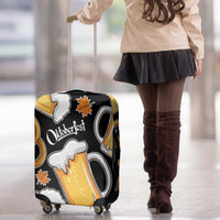 Oktoberfest Luggage Cover with Beer Mug and Pretzel Illustration Black Festive - Wonder Print Shop