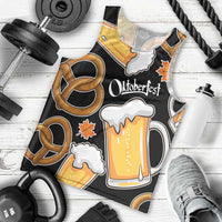 Oktoberfest Men Tank Top with Beer Mug and Pretzel Illustration Black Festive - Wonder Print Shop