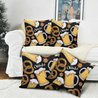 Oktoberfest Pillow Cover with Beer Mug and Pretzel Illustration Black Festive - Wonder Print Shop