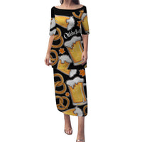 Oktoberfest Puletasi with Beer Mug and Pretzel Illustration Black Festive - Wonder Print Shop