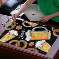 Oktoberfest Puzzle with Beer Mug and Pretzel Illustration Black Festive - Wonder Print Shop