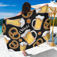 Oktoberfest Sarong with Beer Mug and Pretzel Illustration Black Festive - Wonder Print Shop