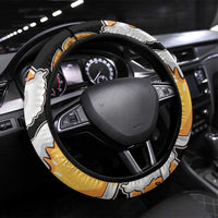 Oktoberfest Steering Wheel Cover with Beer Mug and Pretzel Illustration Black Festive - Wonder Print Shop