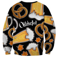 Oktoberfest Sweatshirt with Beer Mug and Pretzel Illustration Black Festive - Wonder Print Shop