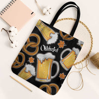 Oktoberfest Tote Bag with Beer Mug and Pretzel Illustration Black Festive - Wonder Print Shop