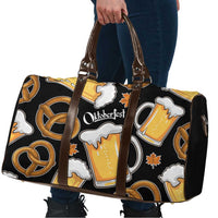 Oktoberfest Travel Bag with Beer Mug and Pretzel Illustration Black Festive - Wonder Print Shop