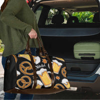 Oktoberfest Travel Bag with Beer Mug and Pretzel Illustration Black Festive - Wonder Print Shop
