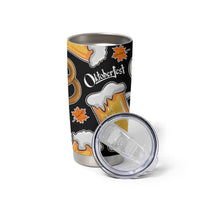 Oktoberfest Tumbler Cup with Beer Mug and Pretzel Illustration Black Festive - Wonder Print Shop