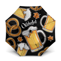 Oktoberfest Umbrella with Beer Mug and Pretzel Illustration Black Festive - Wonder Print Shop