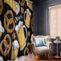 Oktoberfest Window Curtain with Beer Mug and Pretzel Illustration Black Festive - Wonder Print Shop
