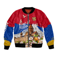 Personalized Armenia Heritage Bomber Jacket Ararat Monastery Rising In Freedom Patriotic Doves
