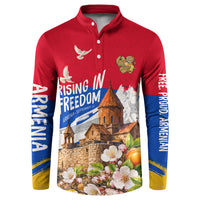 Personalized Armenia Heritage Button Sweatshirt Ararat Monastery Rising In Freedom Patriotic Doves