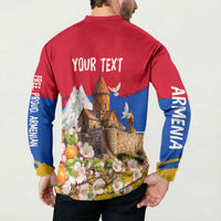 Personalized Armenia Heritage Button Sweatshirt Ararat Monastery Rising In Freedom Patriotic Doves