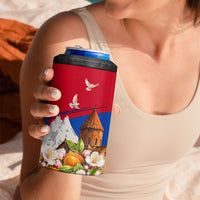 Personalized Armenia Heritage 4 in 1 Can Cooler Tumbler Ararat Monastery Rising In Freedom Patriotic Doves